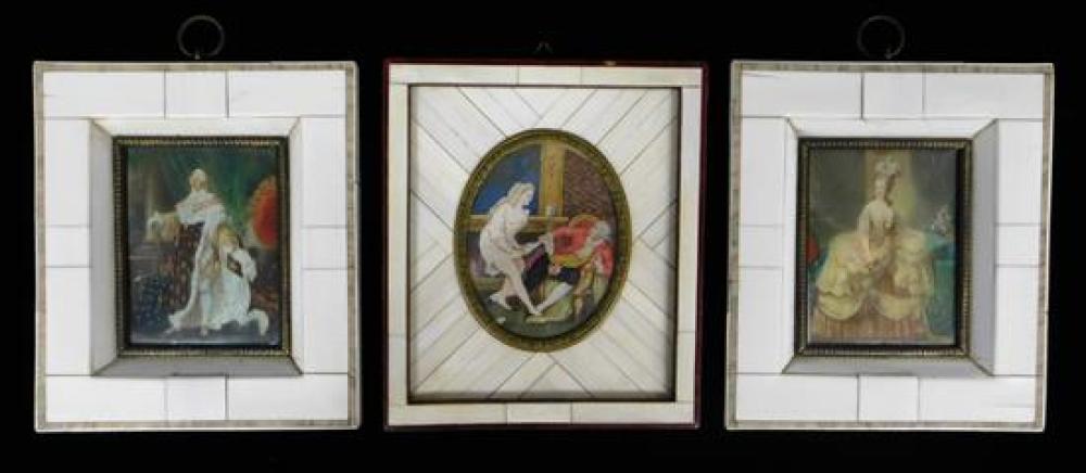 THREE MINIATURES IN BONE FRAMES  31bc3c