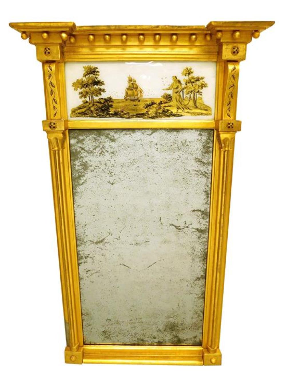 19TH C. FEDERAL GILT WALL MIRROR,