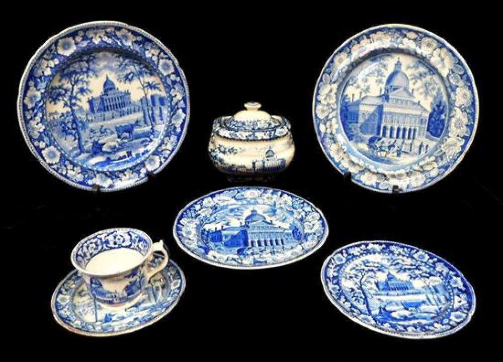 STAFFORDSHIRE, SEVEN PIECES, "OLD