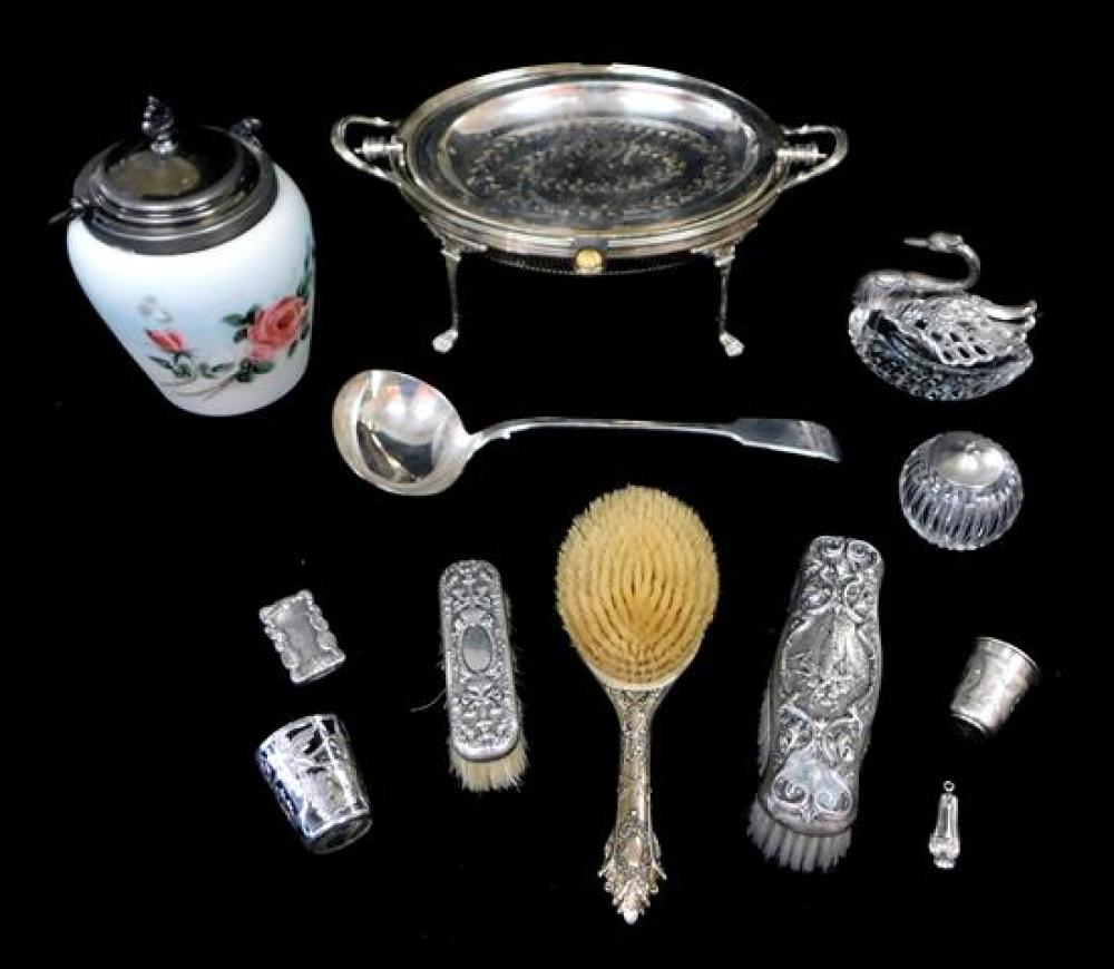 THIRTEEN PIECES OF STERLING, SILVER-PLATE