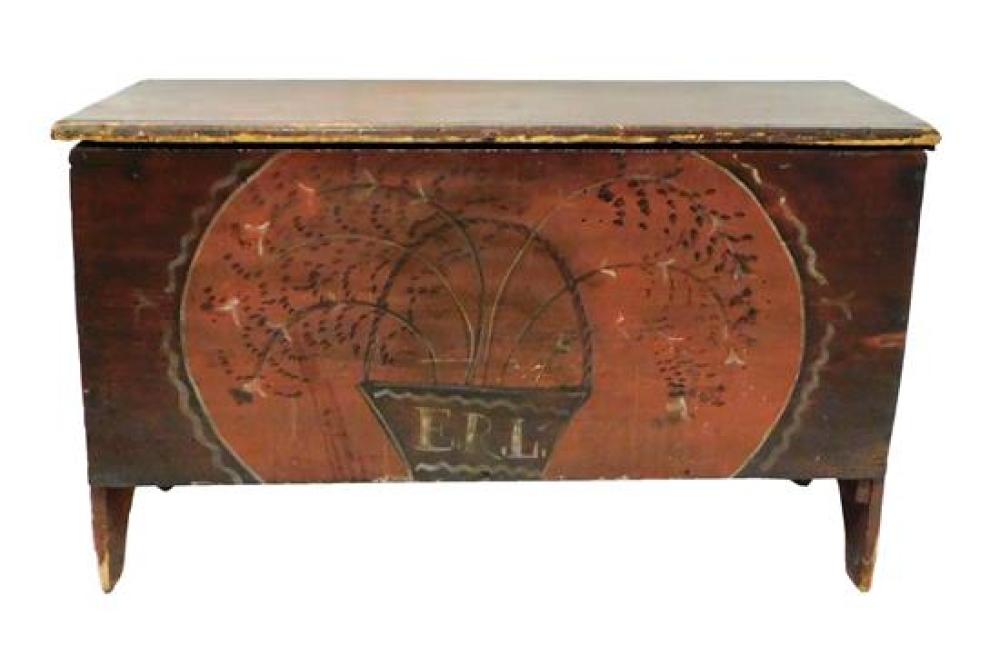 PAINTED BLANKET CHEST NEW ENGLAND  31bcac