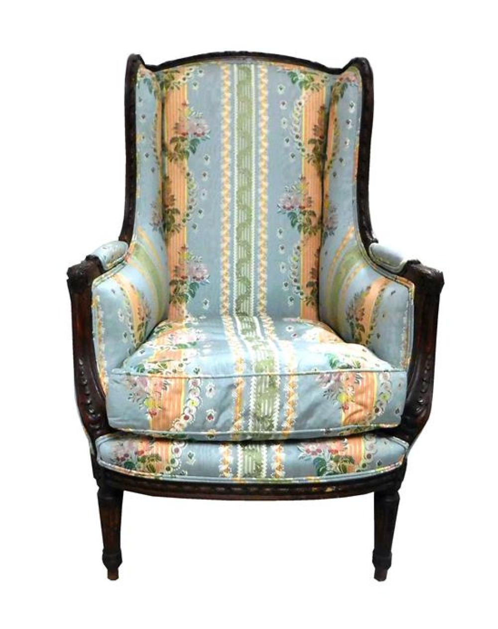 FRENCH STYLE WING CHAIR BLUE AND 31bd01