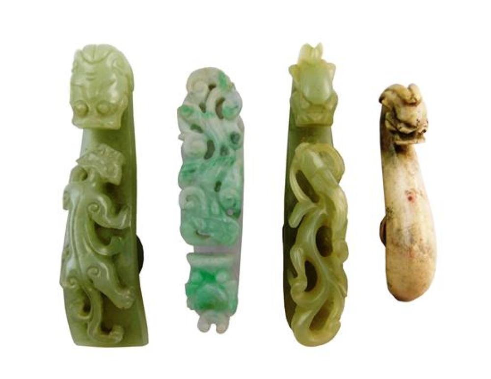 ASIAN FOUR CARVED STONE BELT HOOKS  31bd31