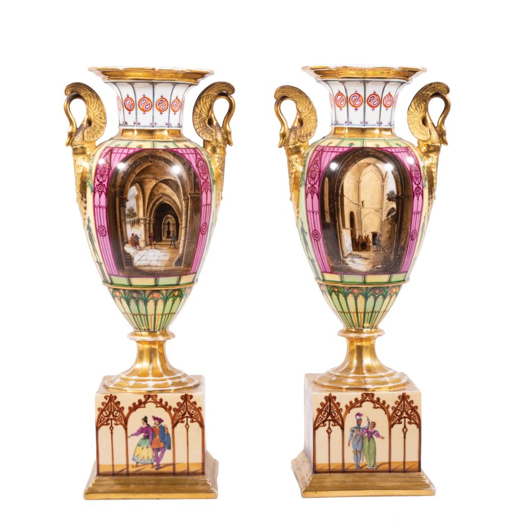 PAIR OF PARIS POLYCHROME AND GILT