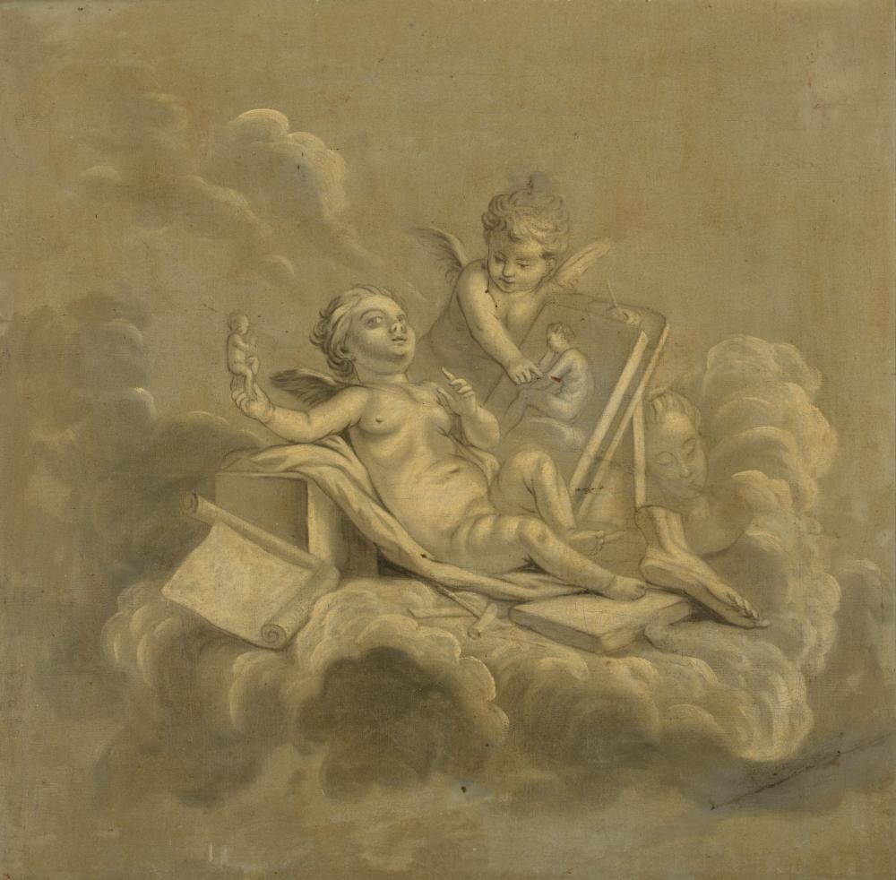PAIR OF DECORATIVE GRISAILLE PAINTINGS