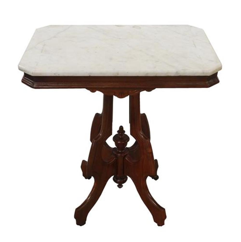 VICTORIAN WALNUT TABLE WITH WHITE