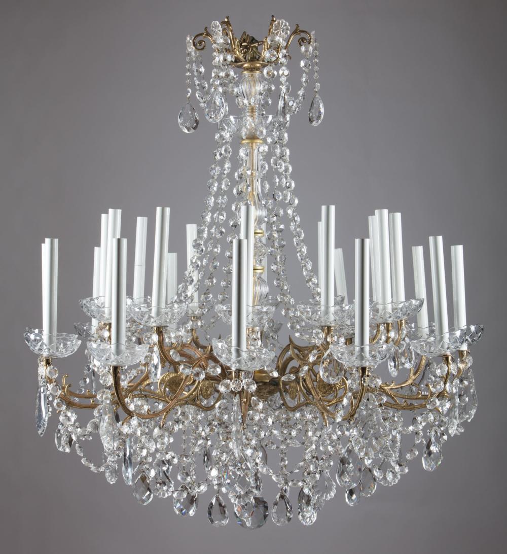 BACCARAT-STYLE GILT BRONZE AND CUT-CRYSTAL