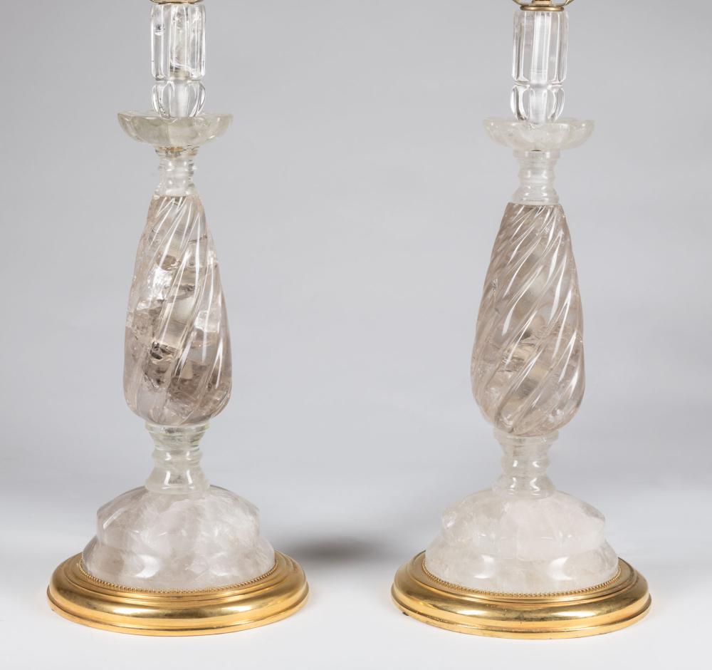 PAIR OF CONTEMPORARY ROCK CRYSTAL