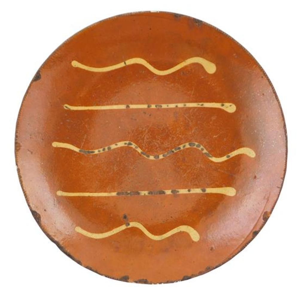 REDWARE CHARGER, 19TH C., YELLOW
