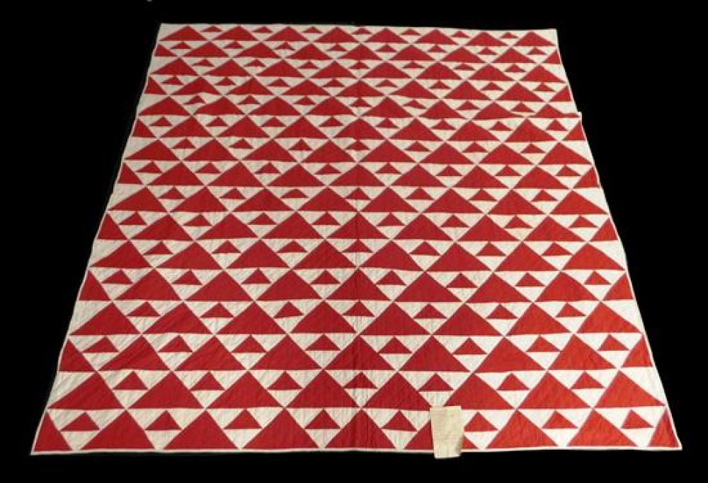 RED AND WHITE COTTON QUILT, 19TH/20TH