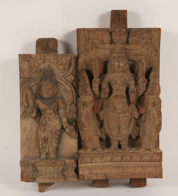Northern Indian carved wooden panels,