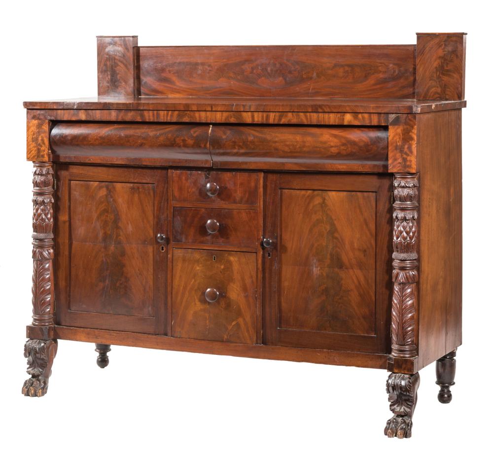 LATE CLASSICAL CARVED MAHOGANY