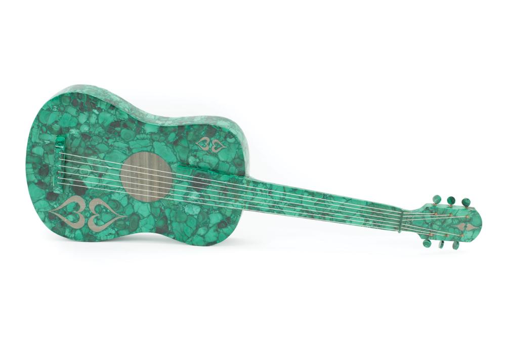 DECORATIVE MALACHITE GUITAR SCULPTUREDecorative 31985a