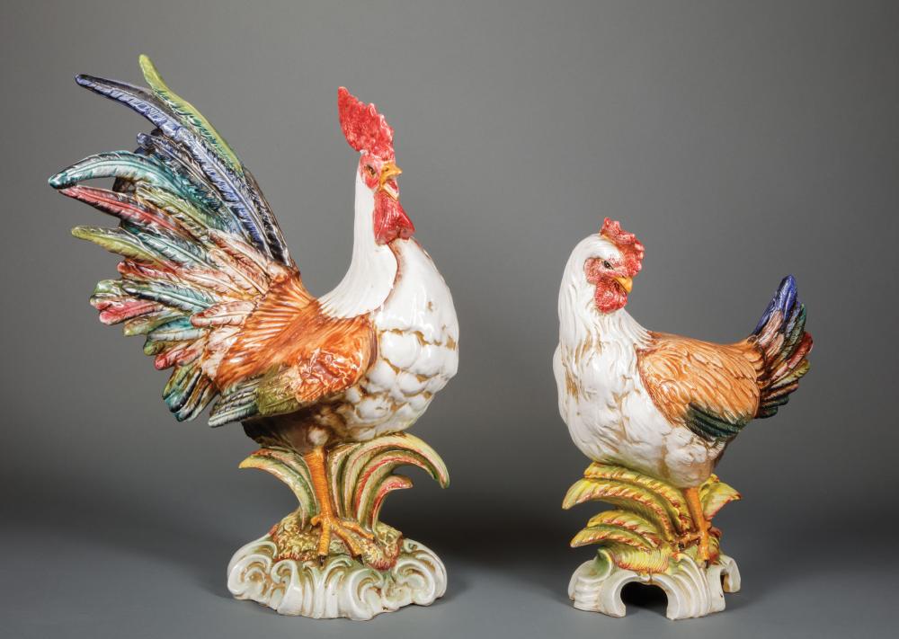 ITALIAN POLYCHROME CERAMIC ROOSTER &