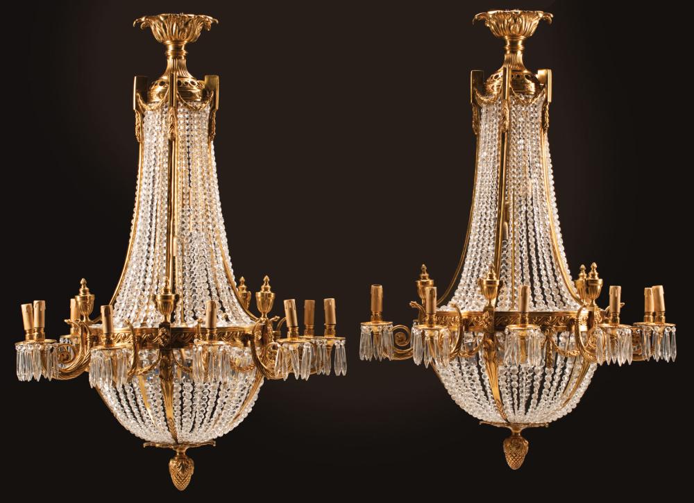FRENCH BRONZE AND CRYSTAL CHANDELIERSPair 319865