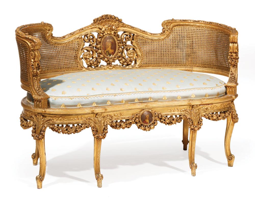GILTWOOD AND CANE THREE PIECE PARLOR 319896