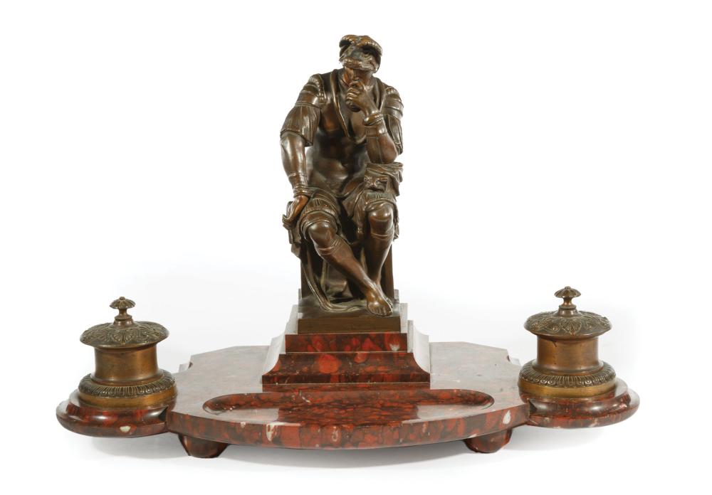 FRENCH BRONZE-MOUNTED ROUGE MARBLE