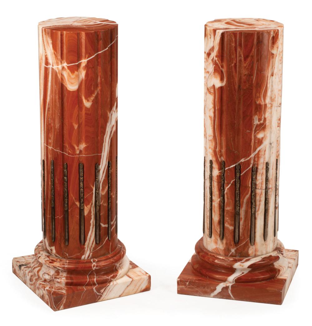 BRONZE-MOUNTED FLUTED SIENA MARBLE