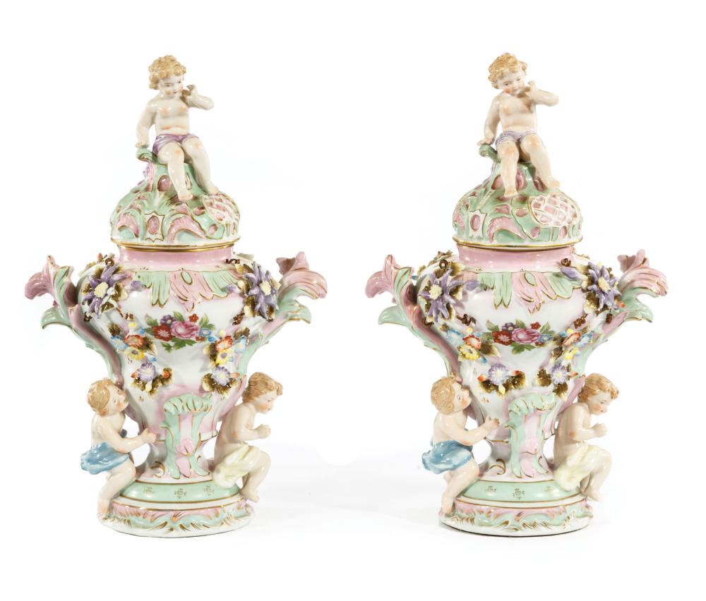 MEISSEN-STYLE FIGURAL PORCELAIN COVERED