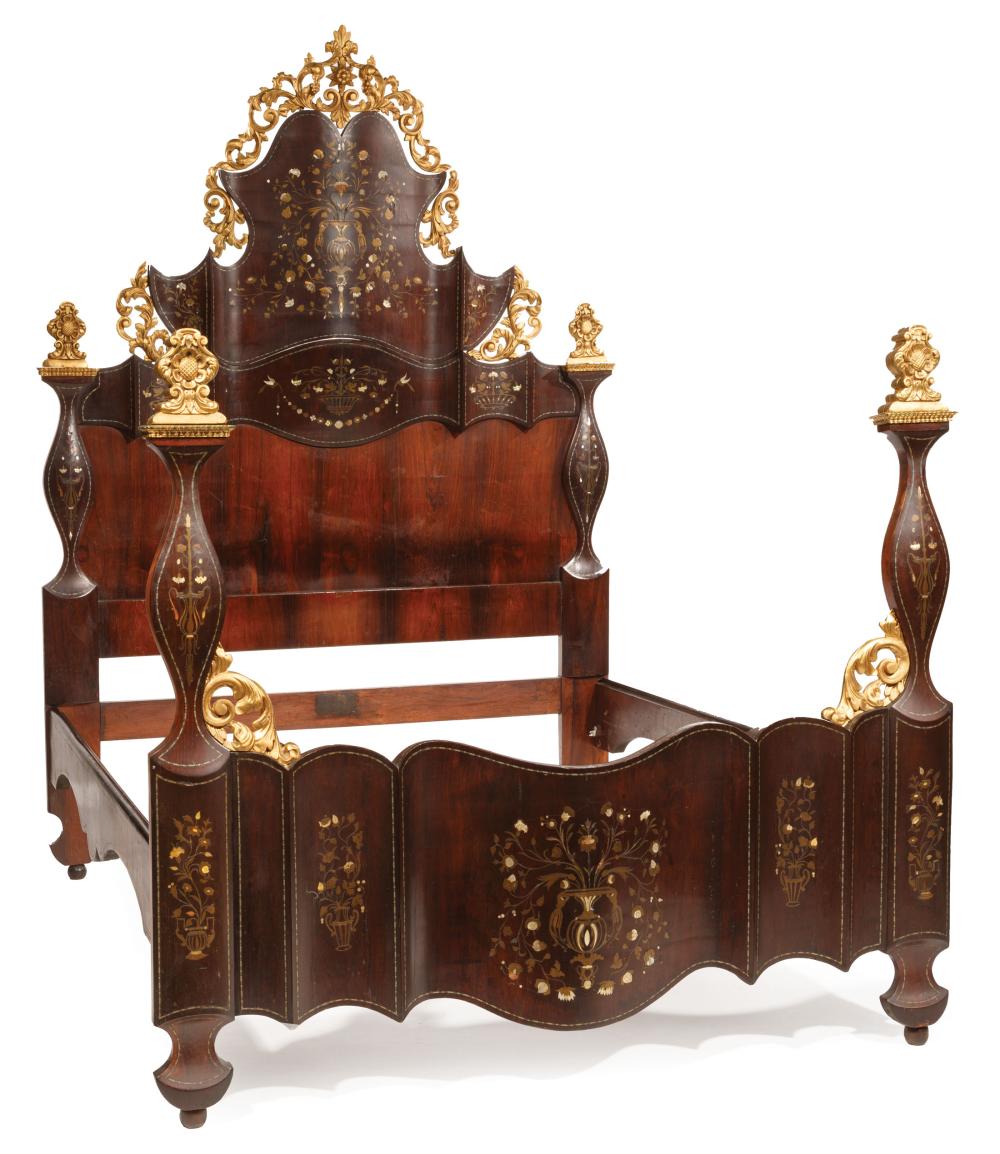 SPANISH BAROQUE-STYLE ROSEWOOD BEDSTEADAntique