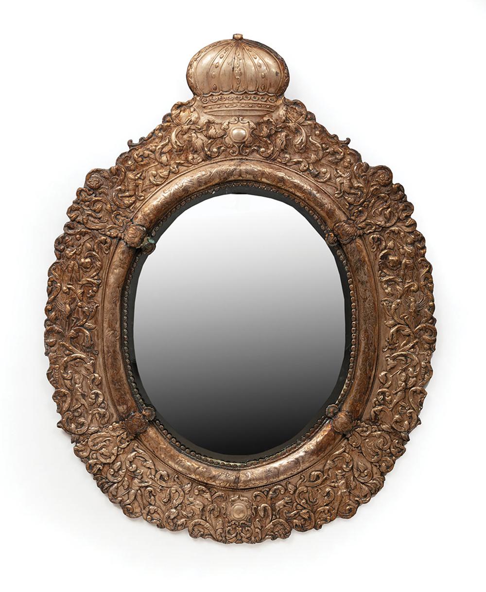 REPOUSSE SILVERED METAL MIRRORAntique
