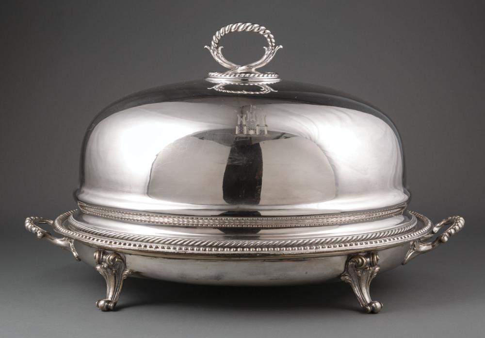 SILVERPLATE MEAT DISH AND DOMED 3198ef