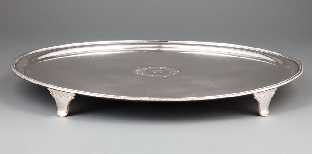 SHEFFIELD PLATE FOOTED OVAL SERVING