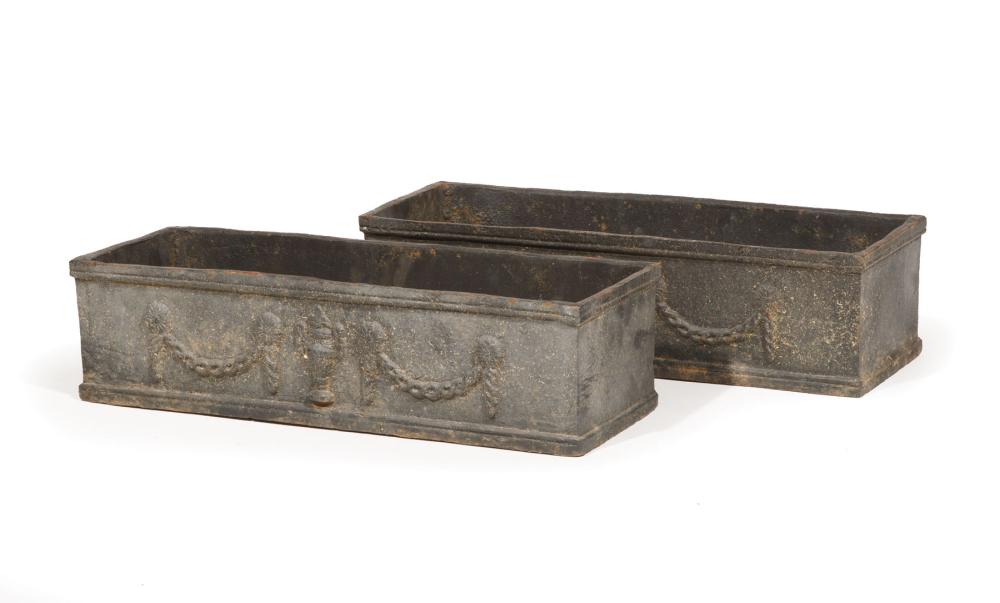 PAIR OF CAST IRON PLANTER BOXESPair