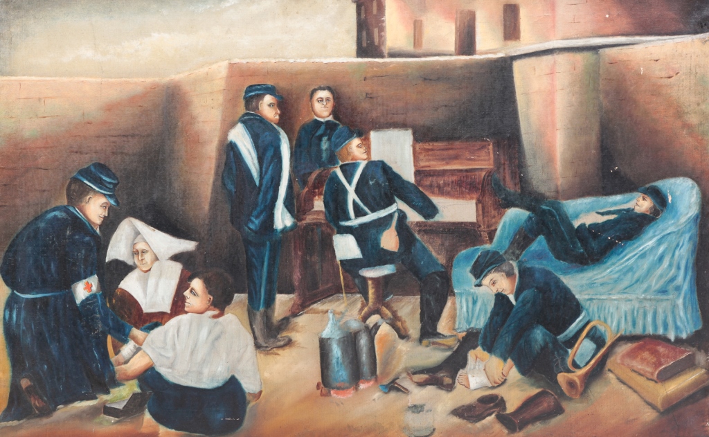 PAINTING OF A FIELD HOSPITAL. American,