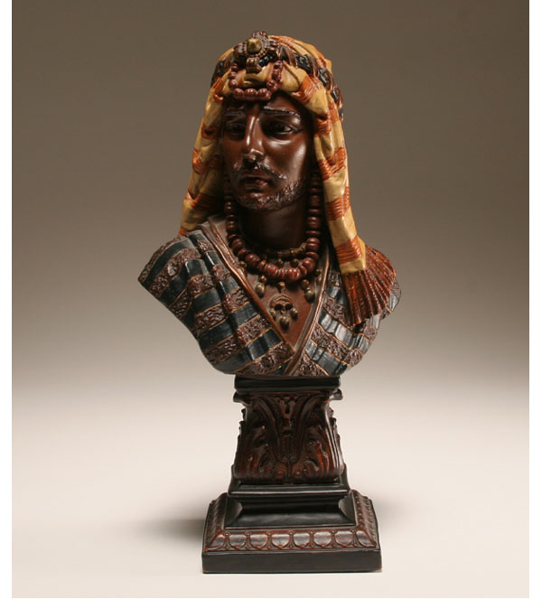 German painted earthenware Arab bust,
