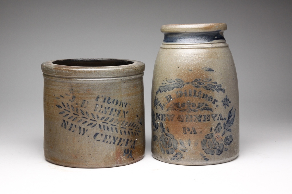 TWO PENNSYLVANIA STONEWARE PIECES.