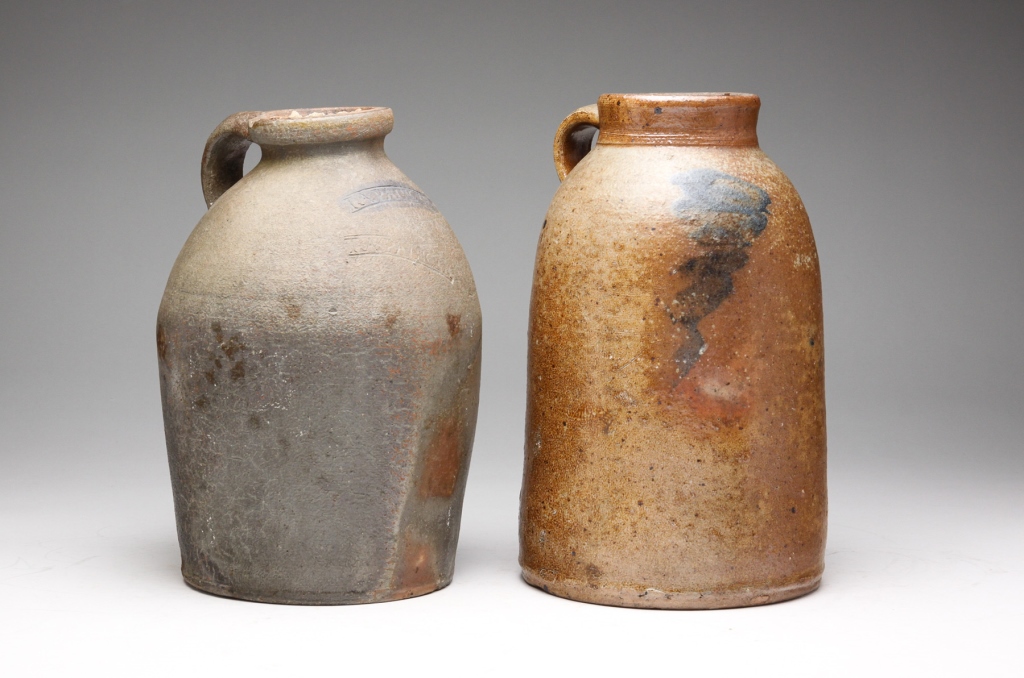 TWO STONEWARE CANNING JARS Mid 3199f5