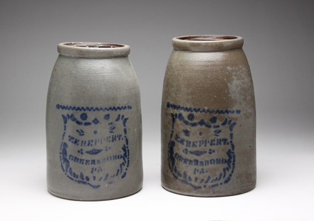 TWO PENNSYLVANIA STONEWARE CANNING