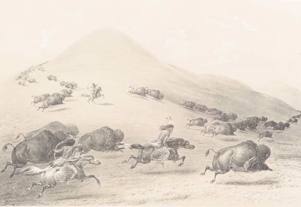 GEORGE CATLIN PRINT BUFFALO HUNT  319a78