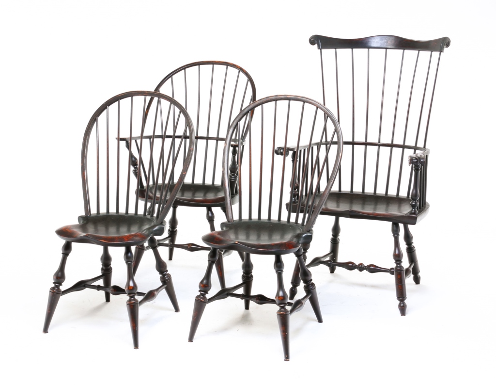 FOUR WINDSOR STYLE CHAIRS BY D R  319a9f