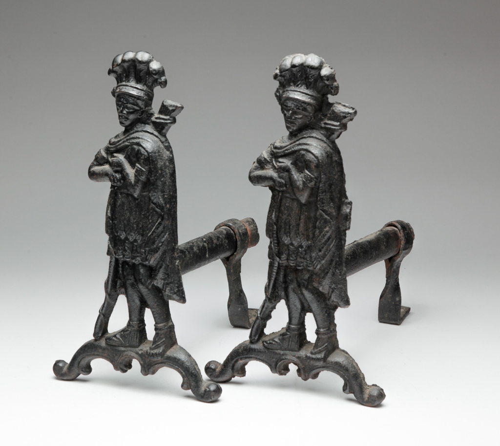PAIR OF AMERICAN INDIAN CAST IRON
