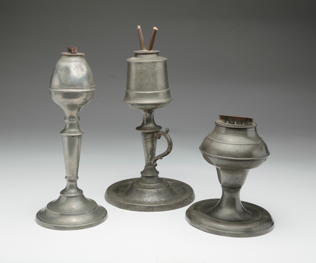 THREE AMERICAN PEWTER LAMPS First 319adc