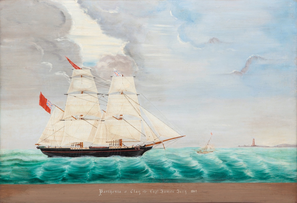 PAINTING OF THE PARTHENIA SAILING 319ae2