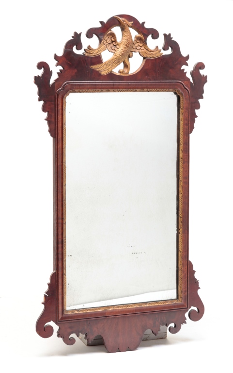 AMERICAN CHIPPENDALE SCROLLED MIRROR  319b5b