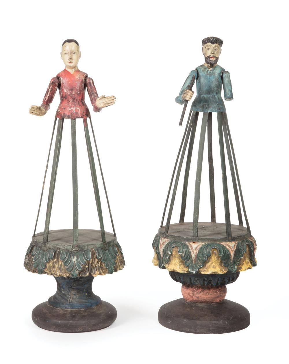 TWO SPANISH COLONIAL CAGE DOLLSTwo