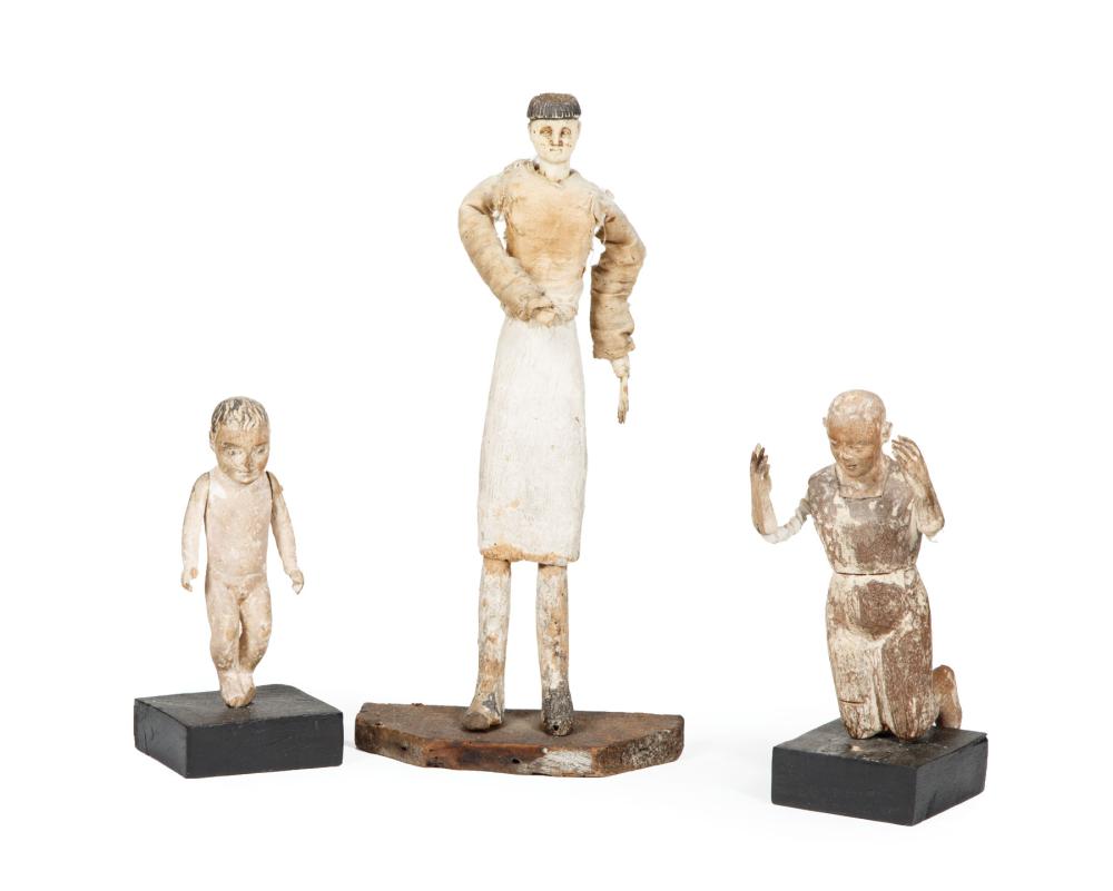 THREE ANTIQUE SANTO FIGURESThree