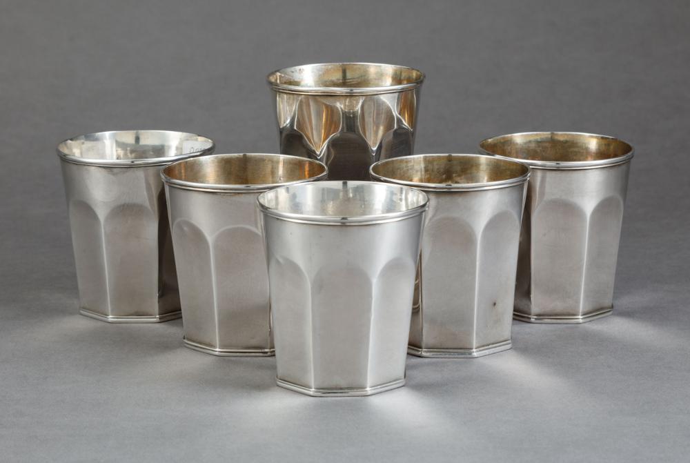 WILLIAM ADAMS COIN SILVER JULEP CUPSSix