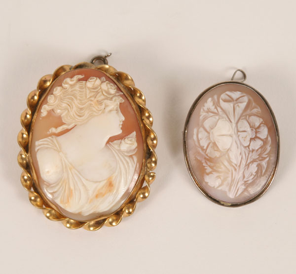 Figural and floral cameo pins  4f5fb