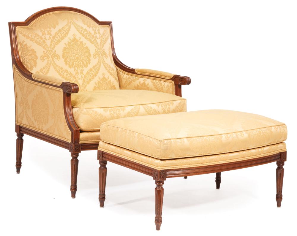 LOUIS XVI STYLE BERGERE AND OTTOMANLouis 319bd1