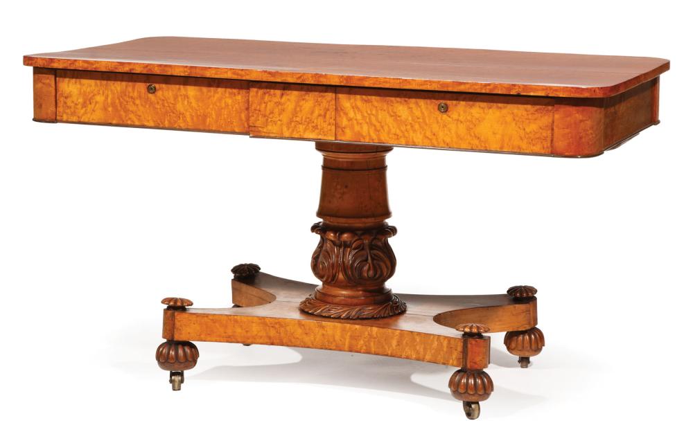 REGENCY CARVED BIRDSEYE MAPLE LIBRARY