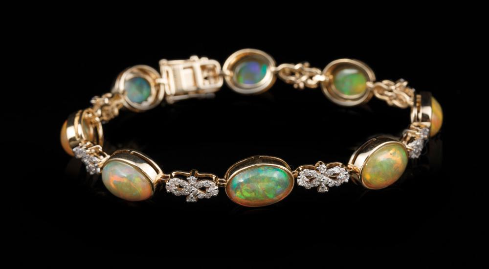 YELLOW GOLD OPAL AND DIAMOND BRACELET14 319caf