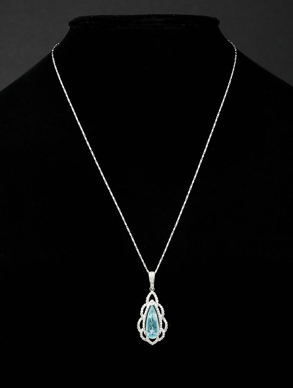 WHITE GOLD AQUAMARINE AND DIAMOND 319caa