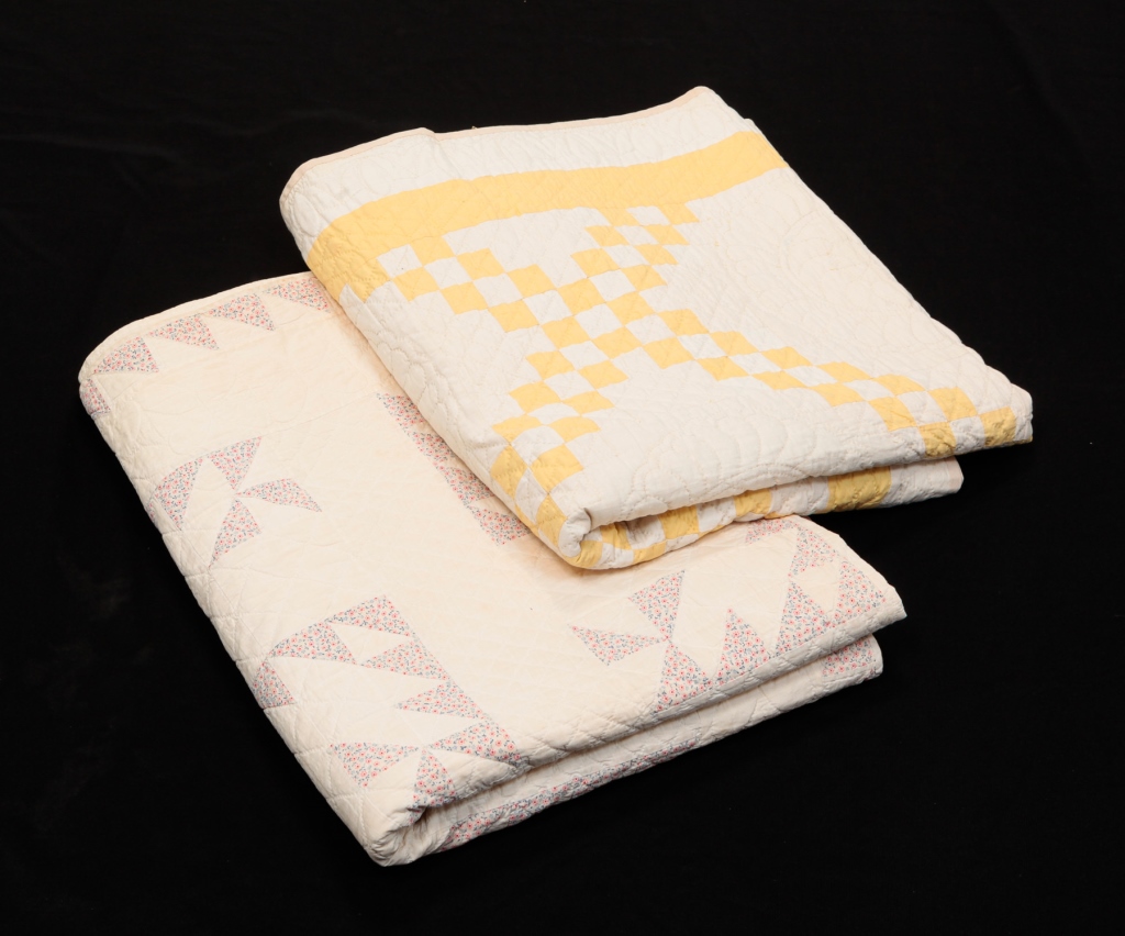 TWO AMERICAN PIECED QUILTS. American,