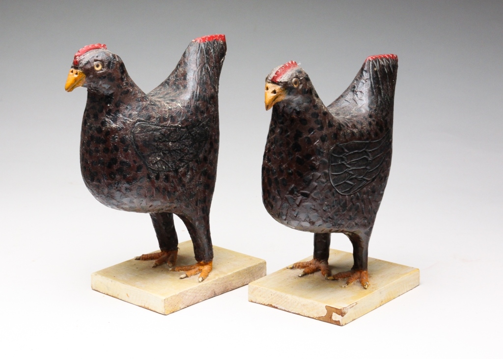 PAIR OF FOLK ART CHICKENS BY CARL