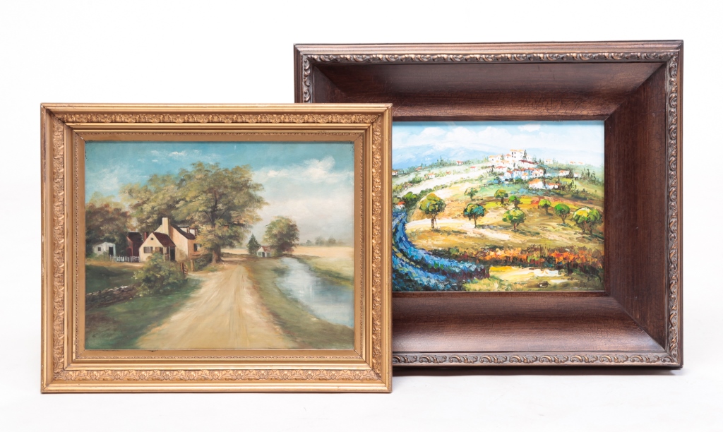 TWO OIL ON CANVAS LANDSCAPES. Twentieth